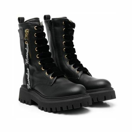 Monnalisa, Lace-up Boots Czarny, Kobieta, Rozmiar: 40 EU