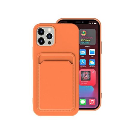 iPhone 13 Pro Max Silikonskal med Korthållare - Orange