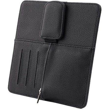 Visirkortholder til bil solskærm, møntpung med magnetisk brilleclips og multifunktionel opbevaring kompatibel med lastbil og bil