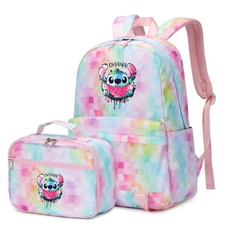 2 stk Disney Lilo Stitch Multi Pocket Ryggsekk med Matpose Ryggsekk style 4
