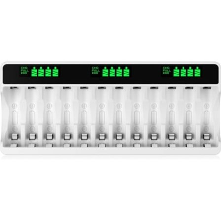 LCD-batteriladdare för AA- och AAA-batterier med Micro USB typ C-ingång, 12 fack Beijiyi (5V 2A)