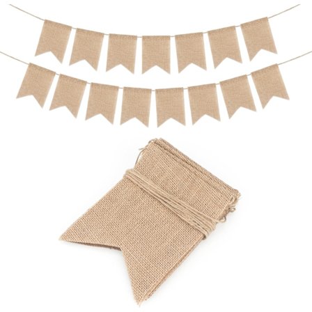 Jute Vimpel Guirlande Banner Sækkelærred Bunting 4,5M Jute Stof, ZQKLA