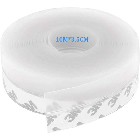 Selvklebende dørlist, 10M x 3.5CM Selvklebende silikon tetningslist for dør og vindu. Vannbeskyttelse, insektbeskyttelse, støyreduksjon db