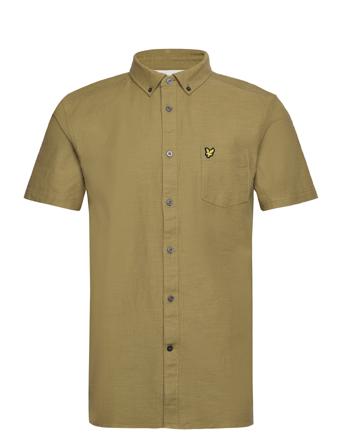Cotton Slub Short Sleeve Shirt Kortermet Skjorte Kakigrønn Lyle & Scott