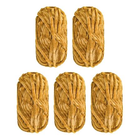 5 Pakk Supermyk Chenillefløyel Garn Strikkeull Tykk Varm Hekle Strikkegarn for Kunststrikking Dukke DIY Veske Gensere 500g, ingefærgul ginger yellow