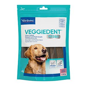 Virbac VeggieDent L Tyggepinde, Velegnet til Hunde Over 30 kg, Modvirker Plak & Tandsten