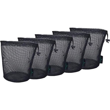 Sort nylonnettaske, holdbar nettaske med snøre, lille rejsetaske, netopbevaringstaske til kosmetik, shower gel, krukke, tennisbold, værktøj, 5 stk./