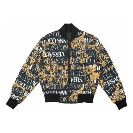 Versace Jeans Couture, Allover Logo Reverse Jacket Zwart, Heren, Maat:M
