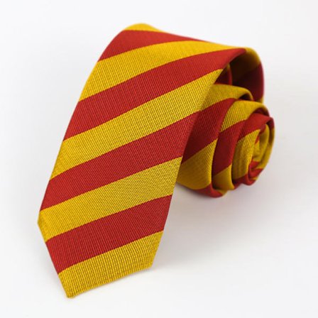 Bordeaux og Gul Klassisk Stribet Slips