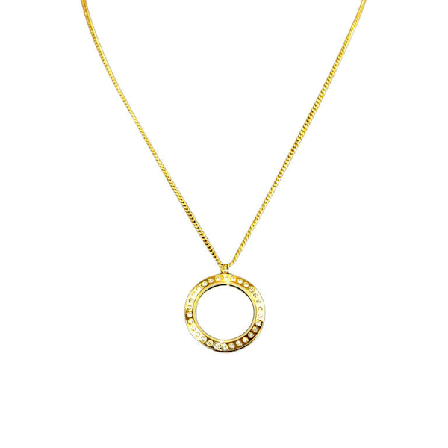 Guldpläterat halsband med ring & stenar - Berlock