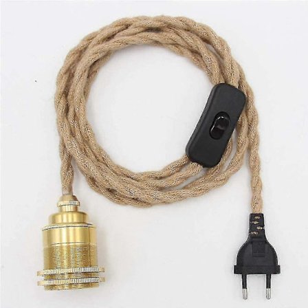 Vintage Hamp Reb Pendel Lampe Sæt Med Kontakt Fatning Diy Enkelt Hoved Hængende Lys Kabel Reb Fatning Tekstil Ledning Dekor Belysning Til Soveværelse 