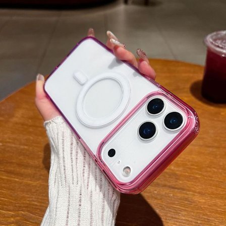 Kotelo iPhone 17AIR -puhelimelle, violetti, pinkki, vaaleanvioletti, magneettinen, läpinäkyvä värillinen kehys akryylistä