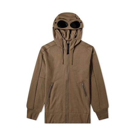 C.p. Company Diagonal Raised Fleece Goggle Hoodie Brun, Herre