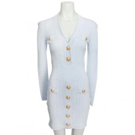 Balmain Pre-owned - Vintage Klänningar - Blå - Dam - Storlek: M, Dam, Storlek: M
