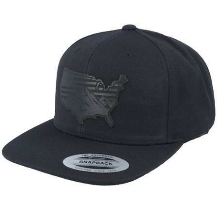Iconic - Black snapback Czapka Z Daszkiem - Usa Map Flag Black Patch Black Snapback @ Hatstore
