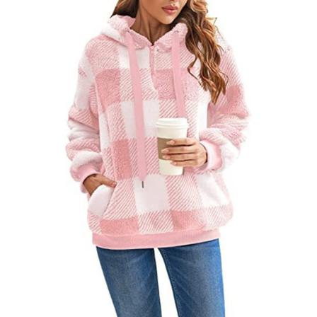 Damer Med Fickor Fleece Fuzzy Sweatshirt Coat Zipper Pullover