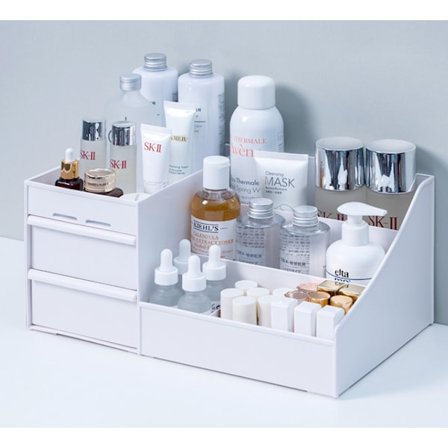 Hvid, stor kapacitet plastik badeværelse kosmetik opbevaringsboks