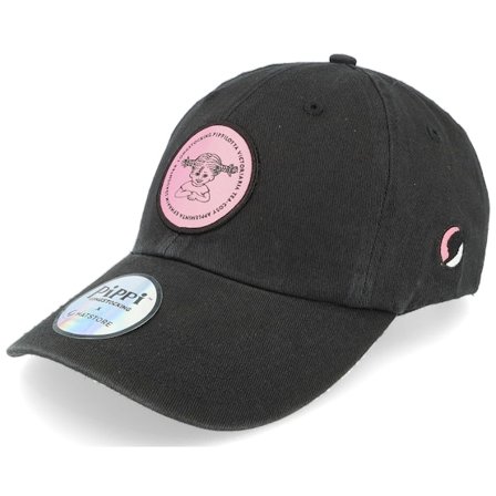 Pippi Longstocking - Negro unconstructed Gorra - "Pippilotta Black/Pink Dad Cap " @ Hatstore