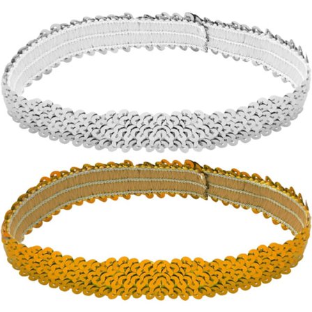 Sequin Hodebånd Sports Glitter Hodebånd Elastisk Glitrende Bling Sport Hodebånd Bling Hodeplagg for Kvinner Jenter (Gull & Sølv)