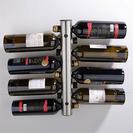 Vinreol i rustfritt stål for 8 flasker, 43 cm