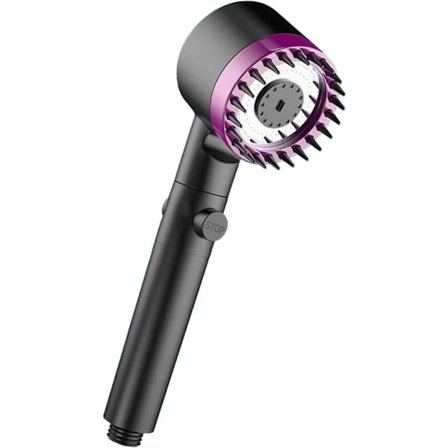 Høytrykks 3-modus håndholdt dusjhode - Justerbart spa-dusjhode med kraftig regnspray (rosa)