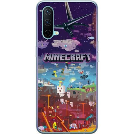 Kompatibelt Mobildeksel til OnePlus Nord CE 5G Minecraft verden med eventyrkarakterer og ikoniske omgivelser, fargerike blokkmotiver