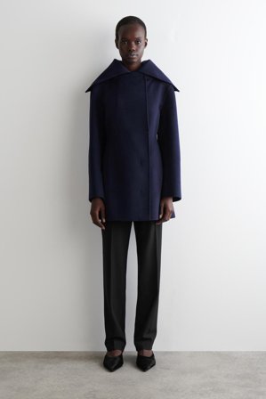 COS Damen Kurzer Mantel Aus Doubleface-Wolle - Blau