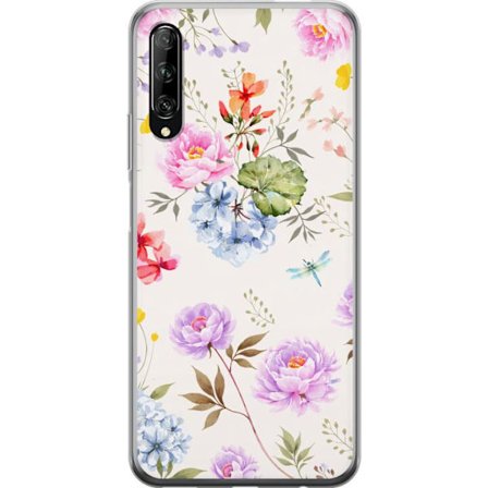 Yhteensopiva Puhelinkuori Huawei Huawei P smart Pro 2019 Kukkakuviota käsinmaalatuilla kukilla, perhosilla ja hyönteisillä romanttiseen skandinaavi
