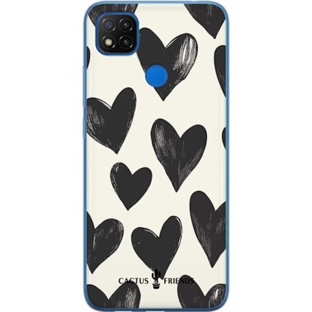 Kompatibel Mobilcover til Xiaomi Xiaomi Redmi 9C NFC Cactus and Friends - Bold Black Love Pattern