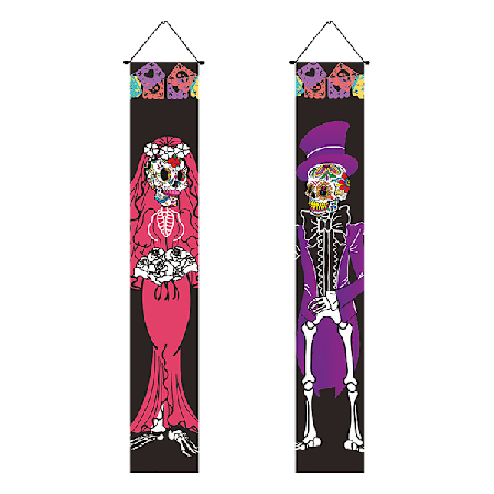 Halloween Dørkobletter Græskar Spøgelse Kranie Koblet Banner Fest A3