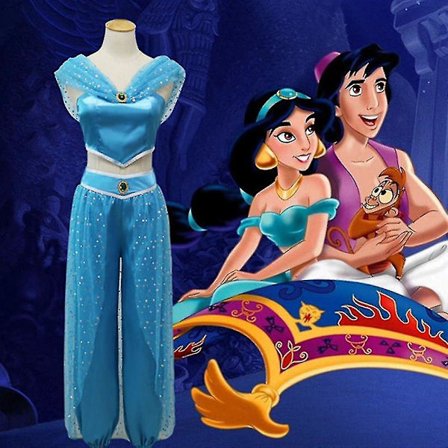 Aladdin Jasmine Prinsesse Kostume Udklædning Karneval Halloween Cosplay Tilbehør Voksen Udstyr -a