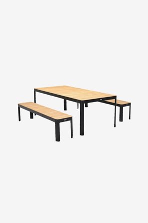 LifestyleGarden - Set PORTALS 209 + 2 bänkar - Svart - Matgrupper - Från Homeroom