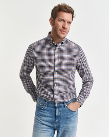 GANT Herren Regular Fit Twillhemd mit Vichy-Karo (XXXL) Braun