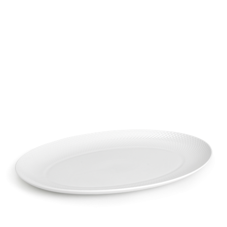 Lyngby Rhombe Serveringsfat Oval 42x32cm_Hvit