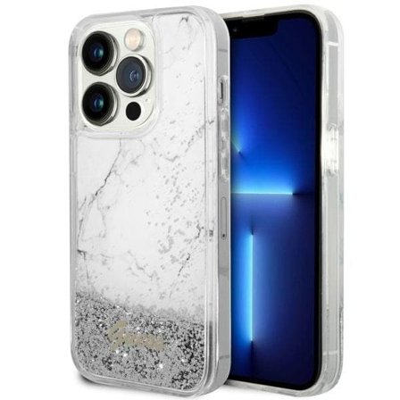 Guess GUHCP14LLCSGSGH iPhone 14 Pro 6,1" vit/vit hardcase Liquid Glitter Marble