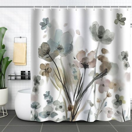 Växtblomma Ben duschdraperi med 12 krokar