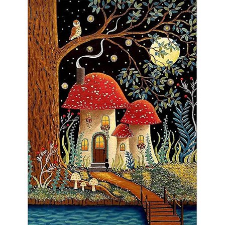 Dww-Mushroom Diamond Art Painting Set Adult (Red) - 5D Diamond Art Painting Set DIY Adult Craft Diamond Art Set