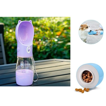 1 stk (lilla) vannflaske for hund, bærbar vannflaske for hund, multi