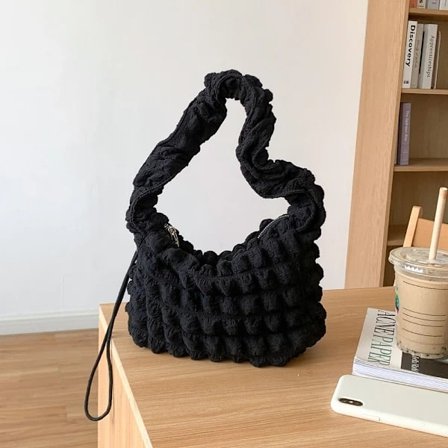 Molnväska Plisserad Väska SVART Svart