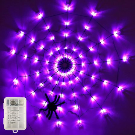 Halloween Spindelväv Dekoration LED Spindelväv Lampa med Plysch S