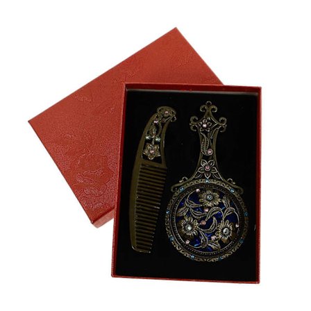 1 Set Bärbar Sminkspegel Mini Fåfänga Spegel med Kam Elegant Spegel