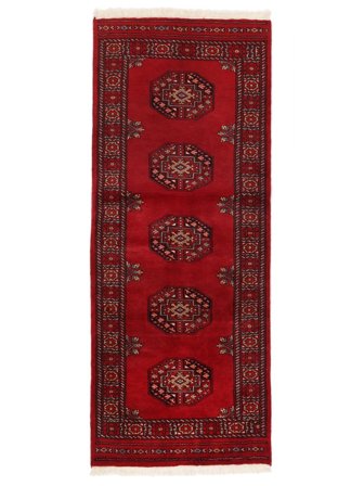 Handgeknoopt Pakistan Bokhara 3Ply Vloerkleed 78X194 Wol Donkerrood/Zwart Klein