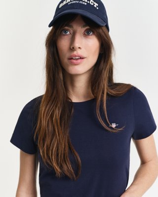 GANT - Klassisk t-skjorte med shield-logo til dame evening blue