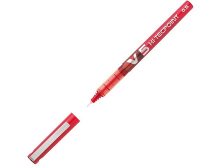 Pilot Bläckkulpenna, Hi-Tecpoint V5, 0,5 mm, röd - Lyreco - Kontorsmaterial > Pennor > Bläckkulpennor