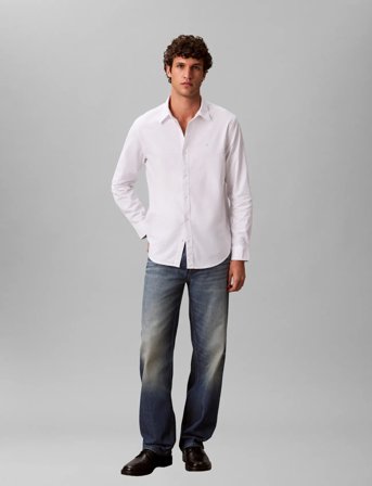 Calvin Klein Jeans Ls Solid Oxford Classic Shirt - White - XL
