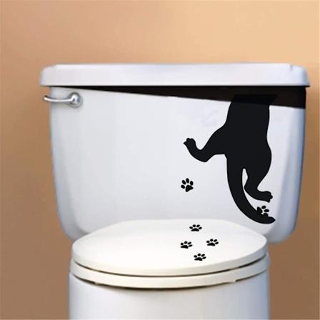 Väggdekaler, Avtagbar Tapet, Toalettlock, Söt Katt, Vinyl Dekoration, Trendig Badrumsdekoration, Kreativa Badrumsdekaler (14,7 * 22 cm)
