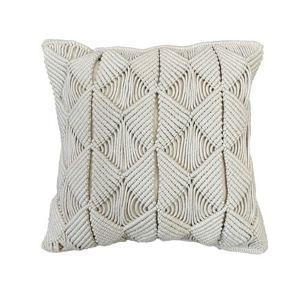 Makramépude 45x45cm, Bomuld-Polyester, Elfenben