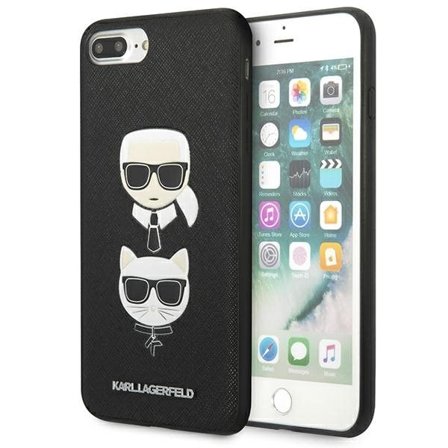 Karl Lagerfeld Saffiano Karl&Choupette Head kotelo iPhone 7 Plus / iPhone 8 Plus - musta