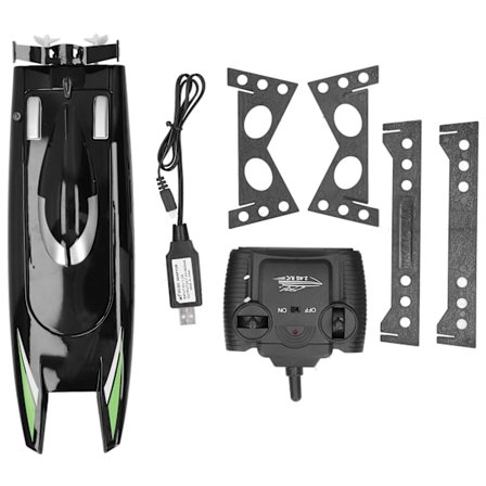 2.4G RC Båt 30KM/T Høyhastighets Racing Båt Dual Motor Fjernkontroll Båt for Barn Svart
