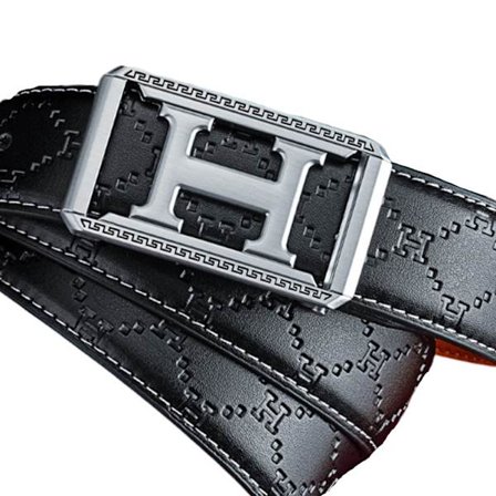 Brede H-spænde herre bælte, sølv, guld - 110 cm